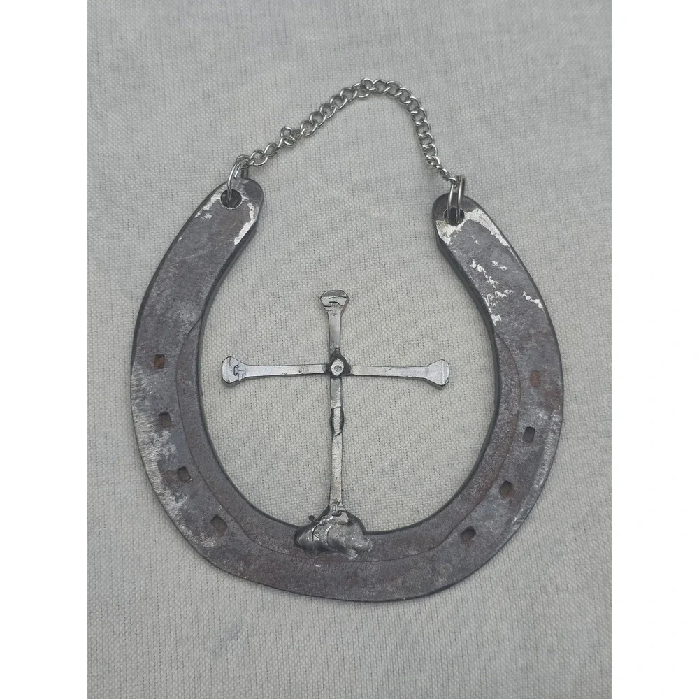 Handmade Horseshoe Wall Hanging Cross Rustic Western Decor Car Hanger